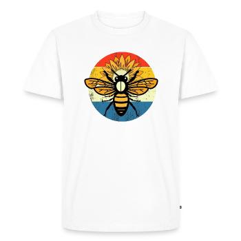Bee rétro Coucher de soleil - T-shirt Premium bio Homme - blanc - Devant - Nico (187cm)