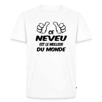 MEILLEUR NEVEU - T-shirt Premium bio Homme - blanc - Devant - Nico (187cm)