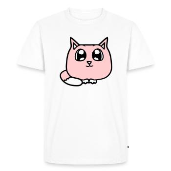 Cute Cat Looks Happy Smiling Kitten Fun - Men's Premium Organic T-Shirt - white - Front - Nico (187cm)