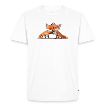 Low-poly Fox Cubs - Men's Premium Organic T-Shirt - white - Front - Nico (187cm)