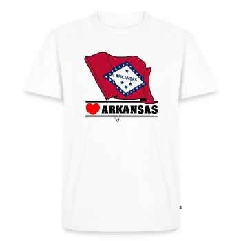 Drapeau Arkansas coeur 'ARKANSAS' - T-shirt Premium bio Homme - blanc - Devant - Nico (187cm)