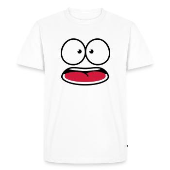 Visage de dessin animé effrayé et peu sûr de lui - T-shirt Premium bio Homme - blanc - Devant - Nico (187cm)