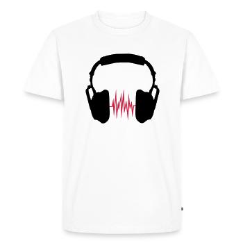 écouteurs - T-shirt Premium bio Homme - blanc - Devant - Nico (187cm)