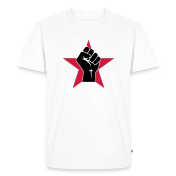 Raised Fist Logo 2 (Vector) - T-shirt Premium bio Homme - blanc - Devant - Nico (187cm)