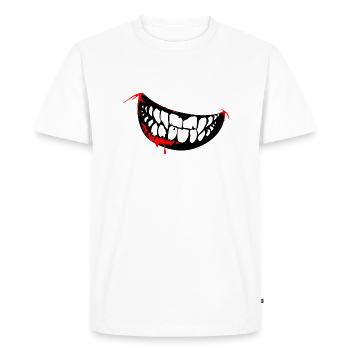 Halloween Clown d’horreur méchant Joker Smile face - T-shirt Premium bio Homme - blanc - Devant - Nico (187cm)