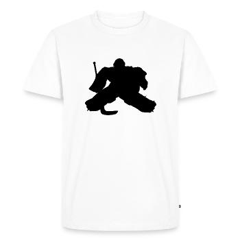 Gardien de but de joueur de hockey sur glace, gardien de but. Hockey sur glace - T-shirt Premium bio Homme - blanc - Devant - Nico (187cm)
