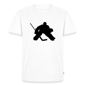 Gardien de but de joueur de hockey sur glace, gardien de but. Hockey sur glace - T-shirt Premium bio Homme - blanc - Devant - Nico (187cm)