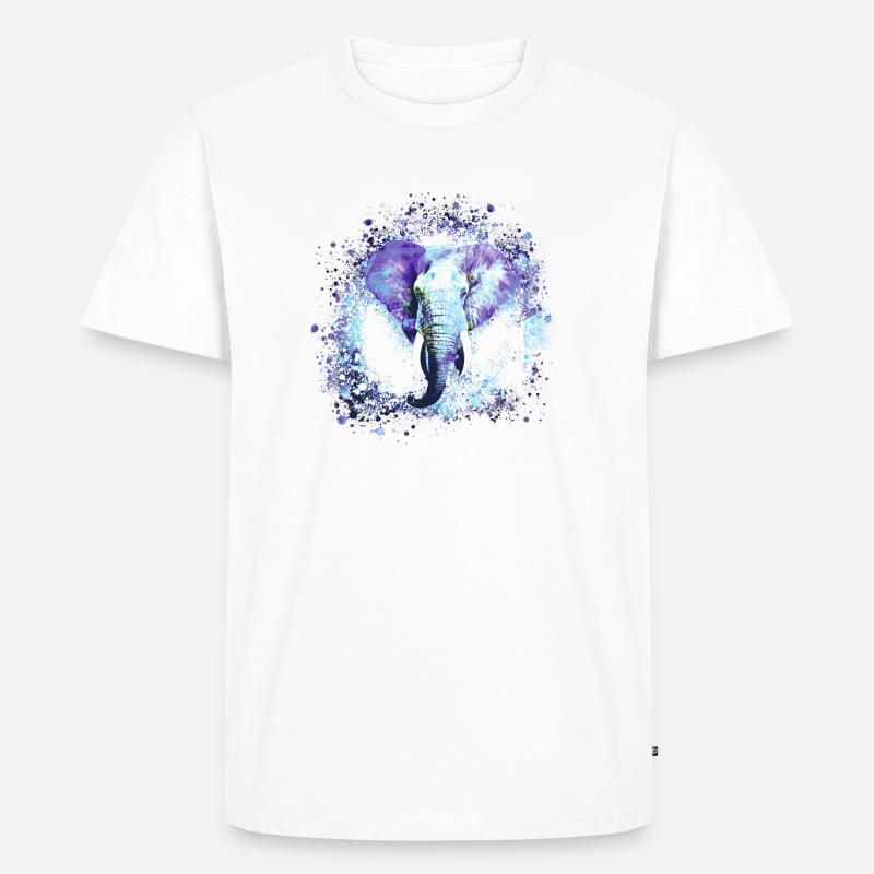 Elefant, Graffiti, Malerei, blau,Wildnis - Männer Premium Bio T-Shirt - Weiß