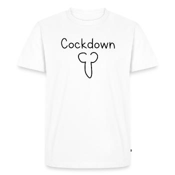 Cockdown - Männer Premium Bio T-Shirt - Weiß - Vorne - Nico (187cm)
