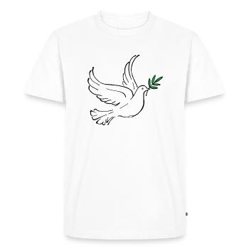 Colombe blanche, colombe de la paix, de la paix, de l’amour - T-shirt Premium bio Homme - blanc - Devant - Nico (187cm)