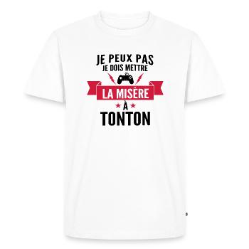 je dois mettre la misère à tonton / bébé gamer - T-shirt Premium bio Homme - blanc - Devant - Nico (187cm)