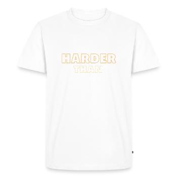 Push harder than yesterday musculation fitness - T-shirt Premium bio Homme - blanc - Devant - Nico (187cm)