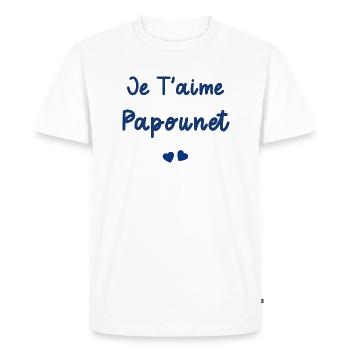 je t'aime papounet - T-shirt Premium bio Homme - blanc - Devant - Nico (187cm)