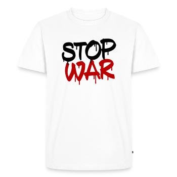 STOP WAR - Men's Premium Organic T-Shirt - white - Front - Nico (187cm)
