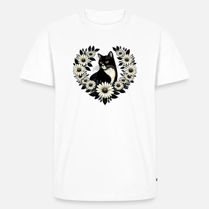 Smoking Katze Gänseblümchen - Männer Premium Bio T-Shirt - Weiß