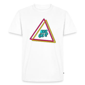 Never give up - Men's Premium Organic T-Shirt - white - Front - Nico (187cm)