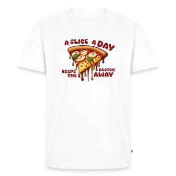 Pizza Pizza Pizza ! - T-shirt Premium bio Homme - blanc - Devant - Nico (187cm)
