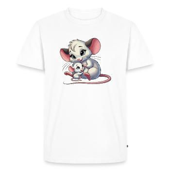 Souris mère avec enfant - T-shirt Premium bio Homme - blanc - Devant - Nico (187cm)