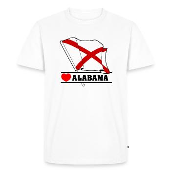 Drapeau Alabama coeur ALABAMA - T-shirt Premium bio Homme - blanc - Devant - Nico (187cm)