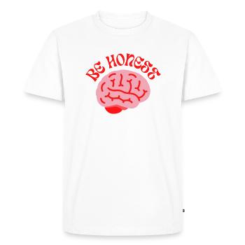 Be Honest – rétro conscient - T-shirt Premium bio Homme - blanc - Devant - Nico (187cm)