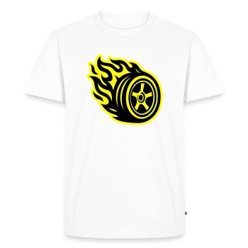 Tire Flame Car - Men's Premium Organic T-Shirt - white - Front - Nico (187cm)