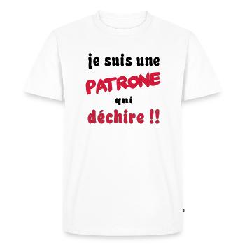 Je suis une patrone qui déchire - T-shirt Premium bio Homme - blanc - Devant - Nico (187cm)