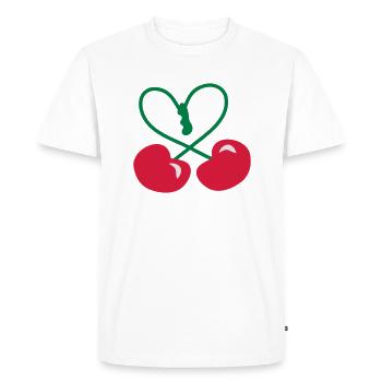 Rockabilly Cherry Heart Symbol patjila 2014 - Men's Premium Organic T-Shirt - white - Front - Nico (187cm)