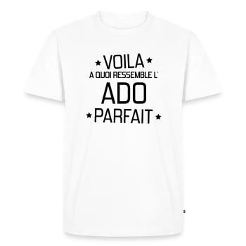 adolescent / enfant / ado / adolescente - T-shirt Premium bio Homme - blanc - Devant - Nico (187cm)