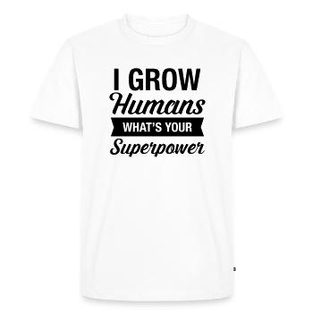 I Grow Humans - What's Your Superpower - T-shirt Premium bio Homme - blanc - Devant - Nico (187cm)