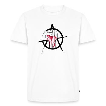 Bloody fist logo - Men's Premium Organic T-Shirt - white - Front - Nico (187cm)
