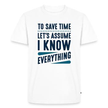 Je sais tout - T-shirt Premium bio Homme - blanc - Devant - Nico (187cm)