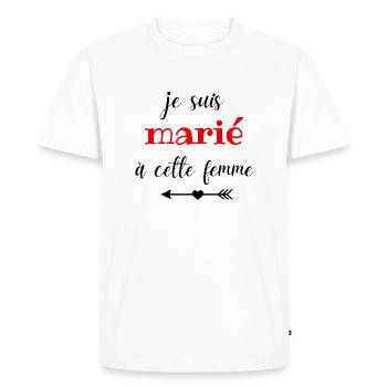 t shirt duo jeune marié - T-shirt Premium bio Homme - blanc - Devant - Nico (187cm)