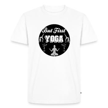 Mais First Yoga aber zuerst Yoga - T-shirt Premium bio Homme - blanc - Devant - Nico (187cm)