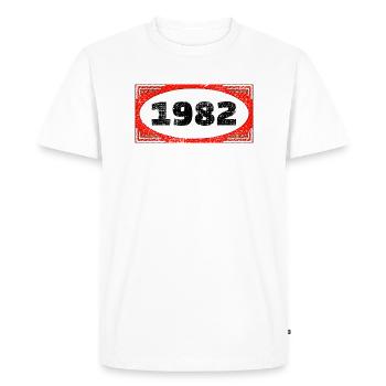 Year of birth in the label 1982 - Men's Premium Organic T-Shirt - white - Front - Nico (187cm)