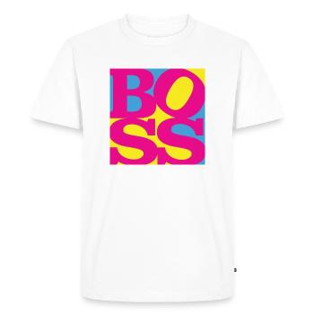 Boss WordPlay art original 7 - T-shirt Premium bio Homme - blanc - Devant - Nico (187cm)