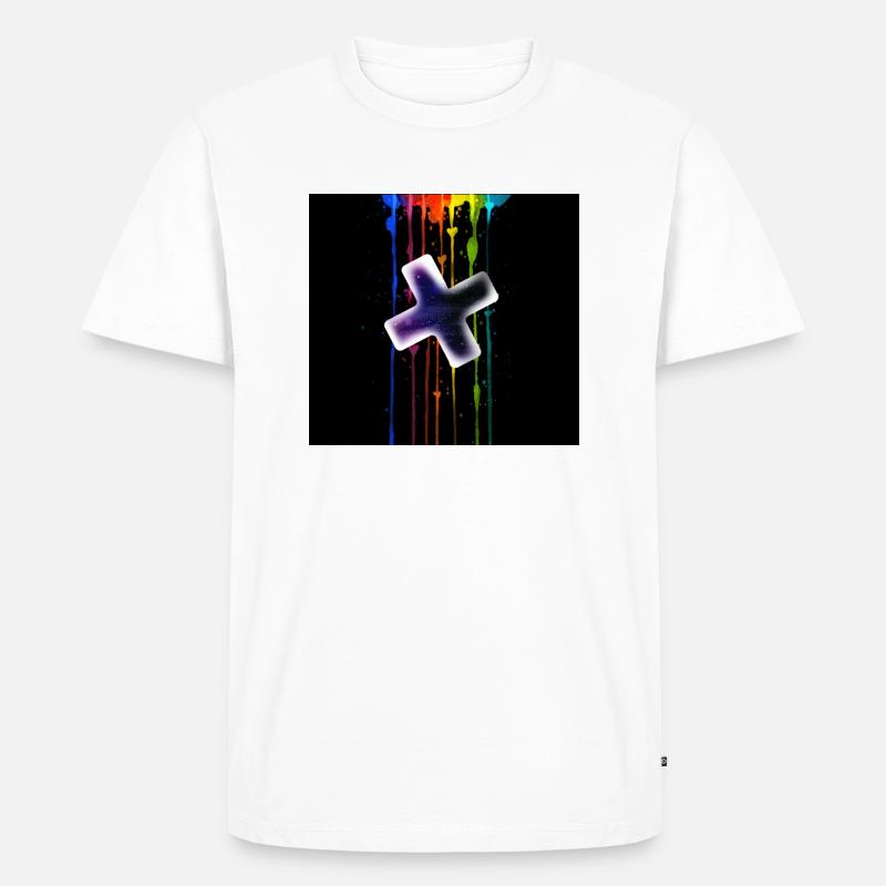Plus vor einen Regenbogen - Männer Premium Bio T-Shirt - Weiß