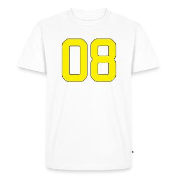 Numéro 08 - T-shirt Premium bio Homme - blanc - Devant - Nico (187cm)