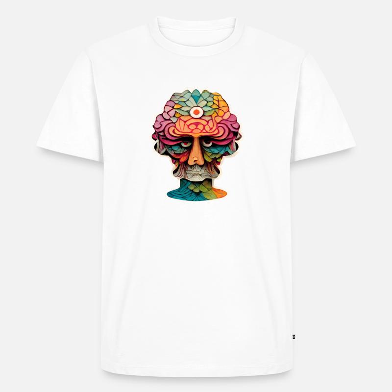 Psychedelic Head - Männer Premium Bio T-Shirt - Weiß