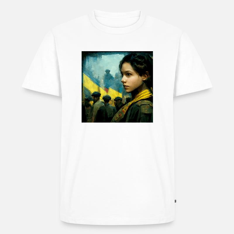 Ukrainisches Mädchen Während Des Krieges - Männer Premium Bio T-Shirt - Weiß
