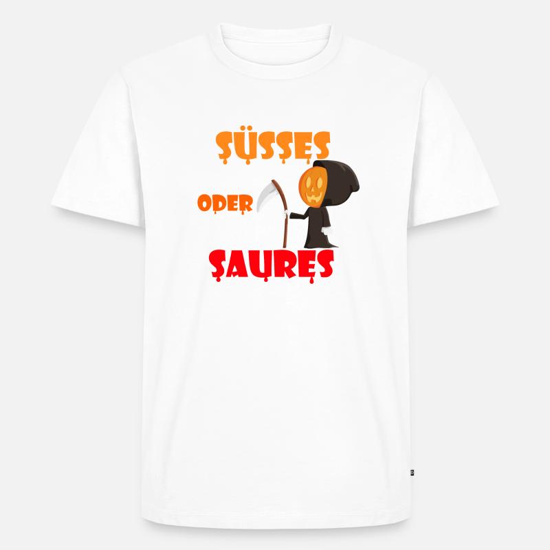 Halloween - Süßes oder Saures - Männer Premium Bio T-Shirt - Weiß