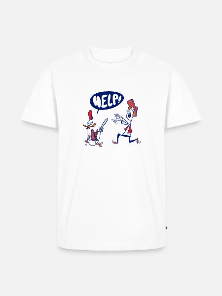 Sattel die Hühner - Hühnerjagd - Männer Premium Bio T-Shirt - Weiß