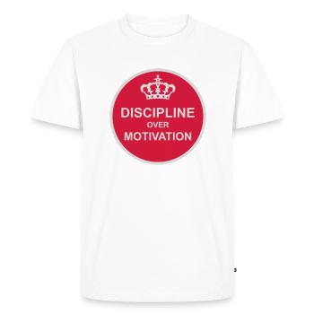 Citation de discipline sur la motivation - T-shirt Premium bio Homme - blanc - Devant - Nico (187cm)