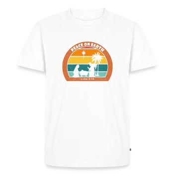 Christmas Nativity with Jesus - Peace On Earth - Men's Premium Organic T-Shirt - white - Front - Nico (187cm)