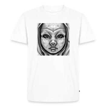 Humain-Alien. Visage en noir et blanc - T-shirt Premium bio Homme - blanc - Devant - Nico (187cm)