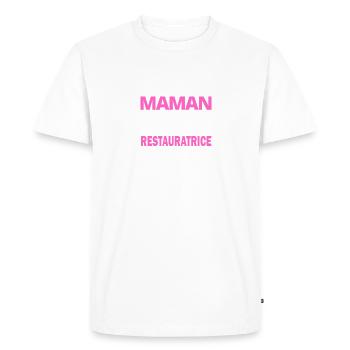 Je suis une Maman géniale Et une restauratrice - T-shirt Premium bio Homme - blanc - Devant - Nico (187cm)