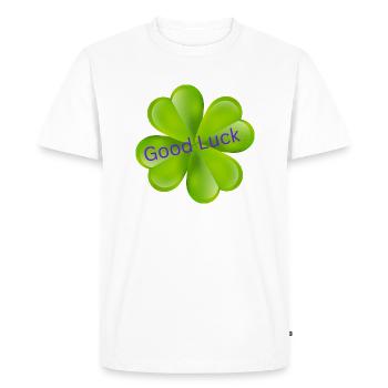 Good Luck - Men's Premium Organic T-Shirt - white - Front - Nico (187cm)