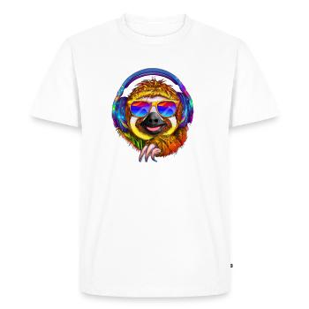 Cool paresseux avec des écouteurs écoute de la musique - T-shirt Premium bio Homme - blanc - Devant - Nico (187cm)