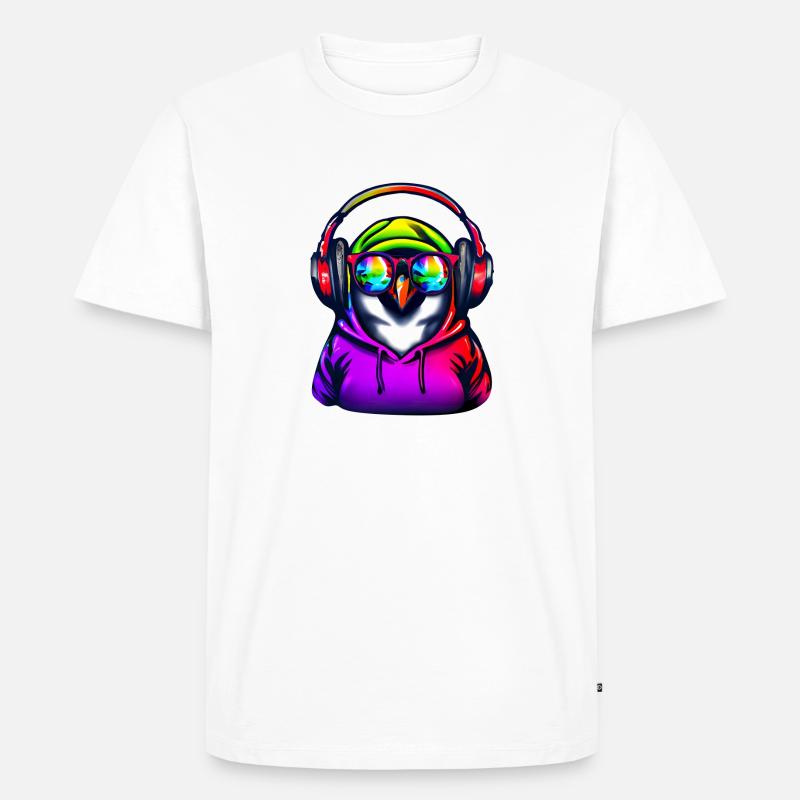 Pinguin mit Pullover und Sonnenbrille - Männer Premium Bio T-Shirt - Weiß
