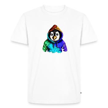 Surprised penguin with sweater - Men's Premium Organic T-Shirt - white - Front - Nico (187cm)