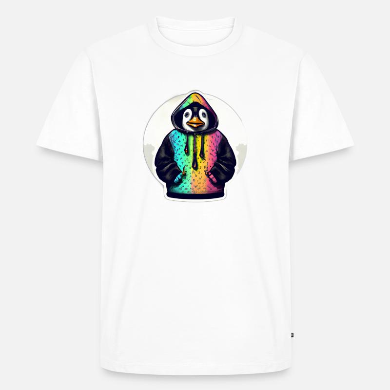 Pinguin mit Bunten Pullover - Männer Premium Bio T-Shirt - Weiß